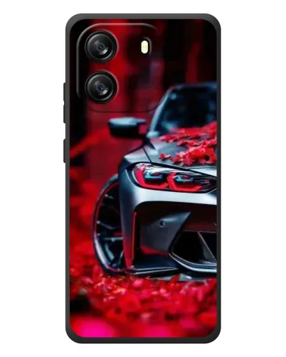 Чехол для Blackview Oscal Flat 1C с картинкой «Спортивная BMW и цветы»