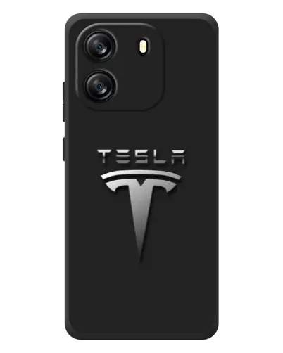 Чехол для Blackview Oscal Flat 1C с картинкой «Стальной логотип Tesla»