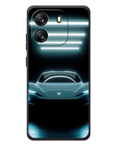 Чехол для Blackview Oscal Flat 1C с картинкой «Tesla в неоне»