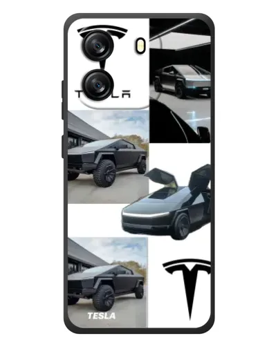Чехол для Blackview Oscal Flat 1C с картинкой «Коллаж Cybertruck Tesla»