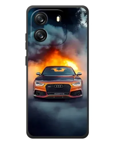 Чехол для Blackview Oscal Flat 1C с картинкой «Audi в огненном дыму»