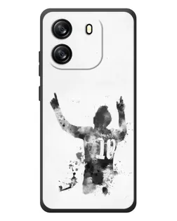 Чехол для Blackview Oscal Flat 1C с картинкой «Черно-белый силуэт Месси»