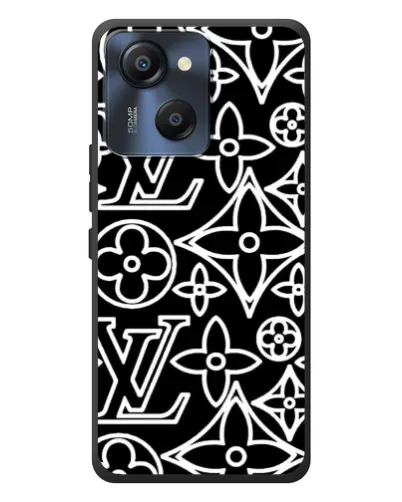 Чехол для Blackview Oscal Modern 8 с картинкой «Черно-белый узор LV»