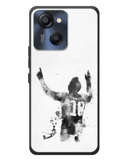 Чехол для Blackview Oscal Modern 8 с картинкой «Черно-белый силуэт Месси»
