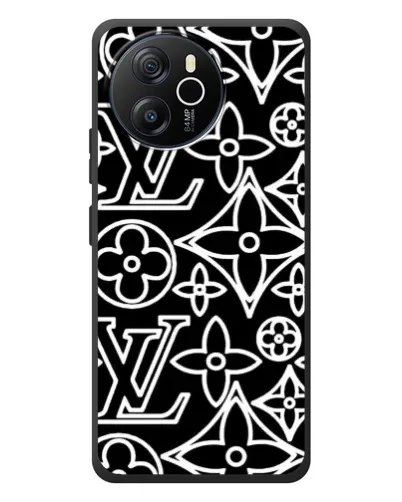 Чехол для Blackview Oscal Tiger 12 с картинкой «Черно-белый узор LV»