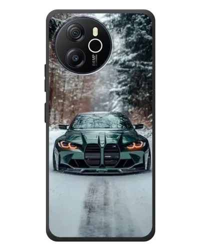 Чехол для Blackview Oscal Tiger 12 с картинкой «BMW в зимнем лесу»