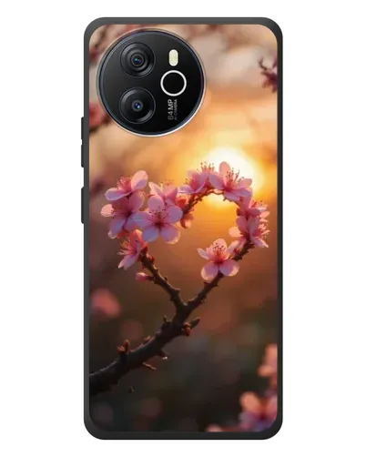 Чехол для Blackview Oscal Tiger 12 с картинкой «Розовый цвет сердце на фоне заката»