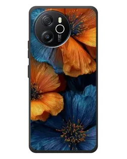 Чехол для Blackview Oscal Tiger 12 с картинкой «Яркая сине-оранжевая флора»
