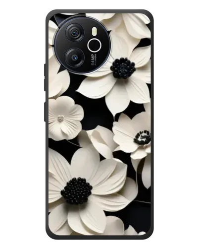 Чехол для Blackview Shark 8 с картинкой «Объемные белые цветы»