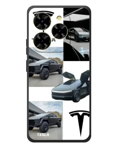 Чехол для Blackview Shark 9 с картинкой «Коллаж Cybertruck Tesla»