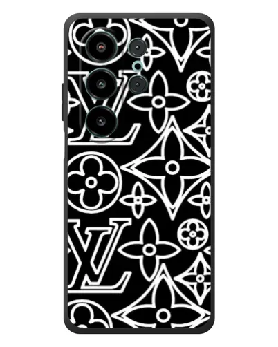 Чехол для Blackview Wave 10 с картинкой «Черно-белый узор LV»