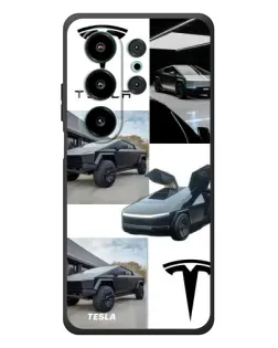 Чехол для Blackview Wave 10 с картинкой «Коллаж Cybertruck Tesla»