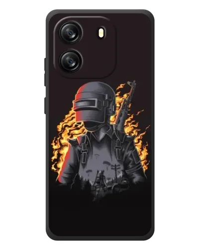 Чехол для Blackview Wave 6C с картинкой «PUBG — огненный силуэт»