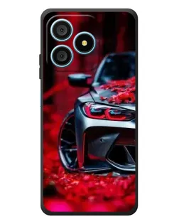 Чехол для Blackview Wave 9C с картинкой «Спортивная BMW и цветы»