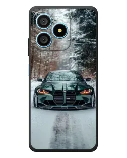 Чехол для Blackview Wave 9C с картинкой «BMW в зимнем лесу»
