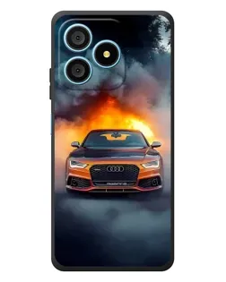 Чехол для Blackview Wave 9C с картинкой «Audi в огненном дыму»