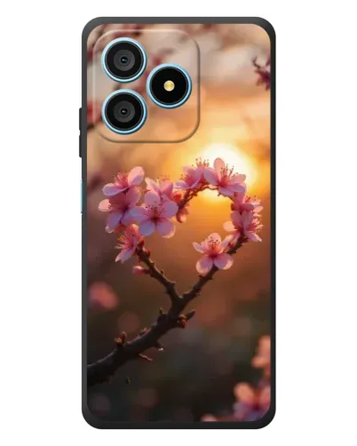 Чохол для Blackview Wave 9C з картинкою «Рожевий цвіт  сердечко на тлі заходу»