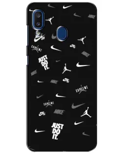 Чехол для Samsung Galaxy a20 2019 (A205F) с картинкой «Nike Black Pattern»