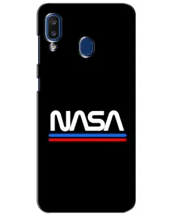 Чехол для Samsung Galaxy a20 2019 (A205F) с картинкой «NASA — классика Red Blue»