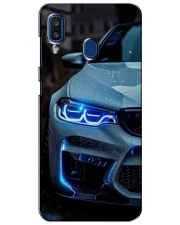 Чехол для Samsung Galaxy a20 2019 (A205F) с картинкой «Взгляд BMW с синими фарами» Чехол для Samsung Galaxy a20 2019 (A205F) с картинкой «Взгляд BMW с синими фарами»