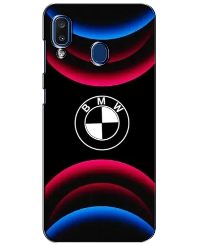 Чехол для Samsung Galaxy a20 2019 (A205F) с картинкой «Логотип BMW и неоновые дуги»
