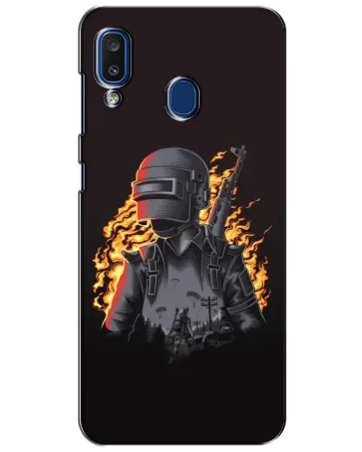 Чехол для Samsung Galaxy a20 2019 (A205F) с картинкой «PUBG — огненный силуэт»