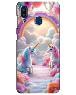Чехол для Samsung Galaxy a20 2019 (A205F) с картинкой «Радуга и единороги»