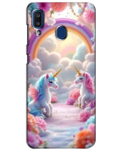 Чехол для Samsung Galaxy a20 2019 (A205F) с картинкой «Радуга и единороги»