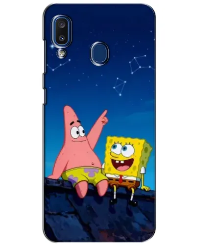 Чехол для Samsung Galaxy a20 2019 (A205F) с картинкой «Губка Боб и Патрик ночью»