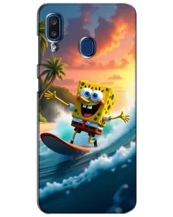 Чехол для Samsung Galaxy a20 2019 (A205F) с картинкой «Губка Боб серфингист»