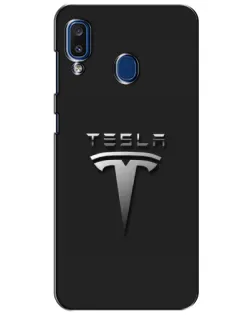 Чохол для Samsung Galaxy a20 2019 (A205F) з картинкою «Сталевий логотип Tesla»