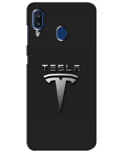 Чохол для Samsung Galaxy a20 2019 (A205F) з картинкою «Сталевий логотип Tesla»