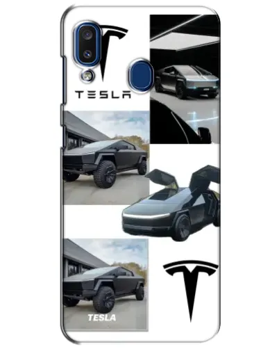 Чохол для Samsung Galaxy a20 2019 (A205F) з картинкою «Колаж Cybertruck Tesla»