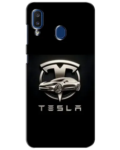 Чохол для Samsung Galaxy a20 2019 (A205F) з картинкою «Tesla — срібне авто»