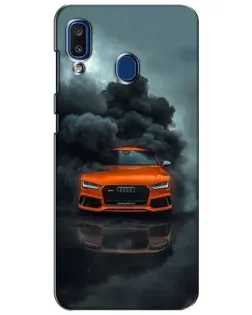 Чехол для Samsung Galaxy a20 2019 (A205F) с картинкой «Audi в облаках дыма» Чехол для Samsung Galaxy a20 2019 (A205F) с картинкой «Audi в облаках дыма»