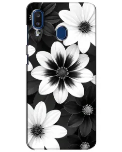 Чохол для Samsung Galaxy a20 2019 (A205F) з картинкою «Монохромні айстри»