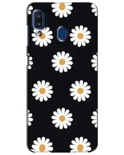 Чохол для Samsung Galaxy a20 2019 (A205F) з картинкою «Ромашки на чорному»