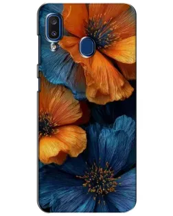 Чохол для Samsung Galaxy a20 2019 (A205F) з картинкою «Яскрава синьо-помаранчева флора»