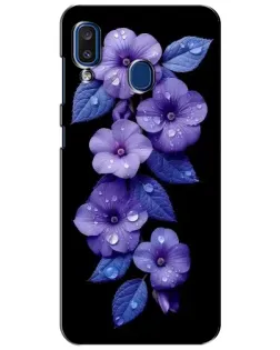 Чехол для Samsung Galaxy a20 2019 (A205F) с картинкой «Фиолетовые цветы с росою» Чехол для Samsung Galaxy a20 2019 (A205F) с картинкой «Фиолетовые цветы с росою»