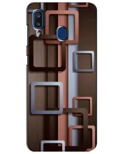 Чохол для Samsung Galaxy a20 2019 (A205F) з картинкою «Коричневі об'ємні квадрати»