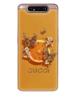 Чехол для Samsung Galaxy a80 2019 ( A805F ) с картинкой «Gucci — золотые бабочки»