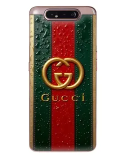 Чехол для Samsung Galaxy a80 2019 ( A805F ) с картинкой «Gucci — фирменная полоса и золото»