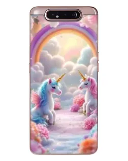 Чехол для Samsung Galaxy a80 2019 ( A805F ) с картинкой «Радуга и единороги»