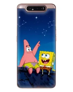 Чехол для Samsung Galaxy a80 2019 ( A805F ) с картинкой «Губка Боб и Патрик ночью»