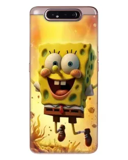 Чехол для Samsung Galaxy a80 2019 ( A805F ) с картинкой «Губка Боб прыгает»