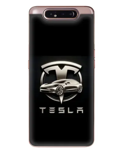 Чехол для Samsung Galaxy a80 2019 ( A805F ) с картинкой «Tesla — серебристое авто»