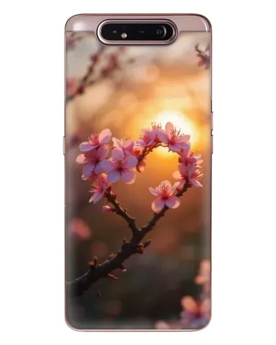 Чехол для Samsung Galaxy a80 2019 ( A805F ) с картинкой «Розовый цвет сердце на фоне заката»