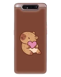 Чехол для Samsung Galaxy a80 2019 ( A805F ) с картинкой «Капибара с сердцем»