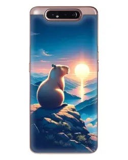 Чехол для Samsung Galaxy a80 2019 ( A805F ) с картинкой «Закат солнца с капибарой»