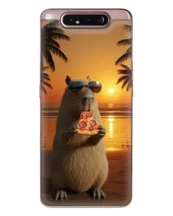 Чехол для Samsung Galaxy a80 2019 ( A805F ) с картинкой «Капибара с пиццей»